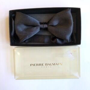 Pierre Balmain Men's Black 100% Silk Bow Tie - Clip On EUC + Box